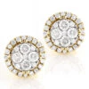 5 Carat Look Round Diamond Cluster Earrings 14K Yellow Gold Studs 1 Ct Halo Design -H'Hen Sale Store round diamond cluster earrings 14k 090ct p 45407 ye