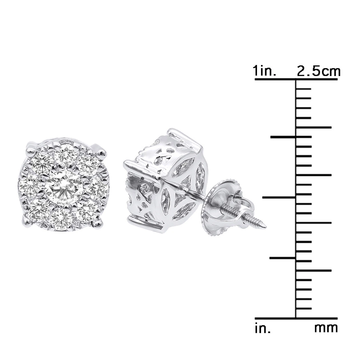 Round Diamond Cluster Stud Earrings 1.61ct 14K Rose Gold 10 Round Diamond Cluster Stud Earrings 1.61ct 14K Rose Gold - Image 8