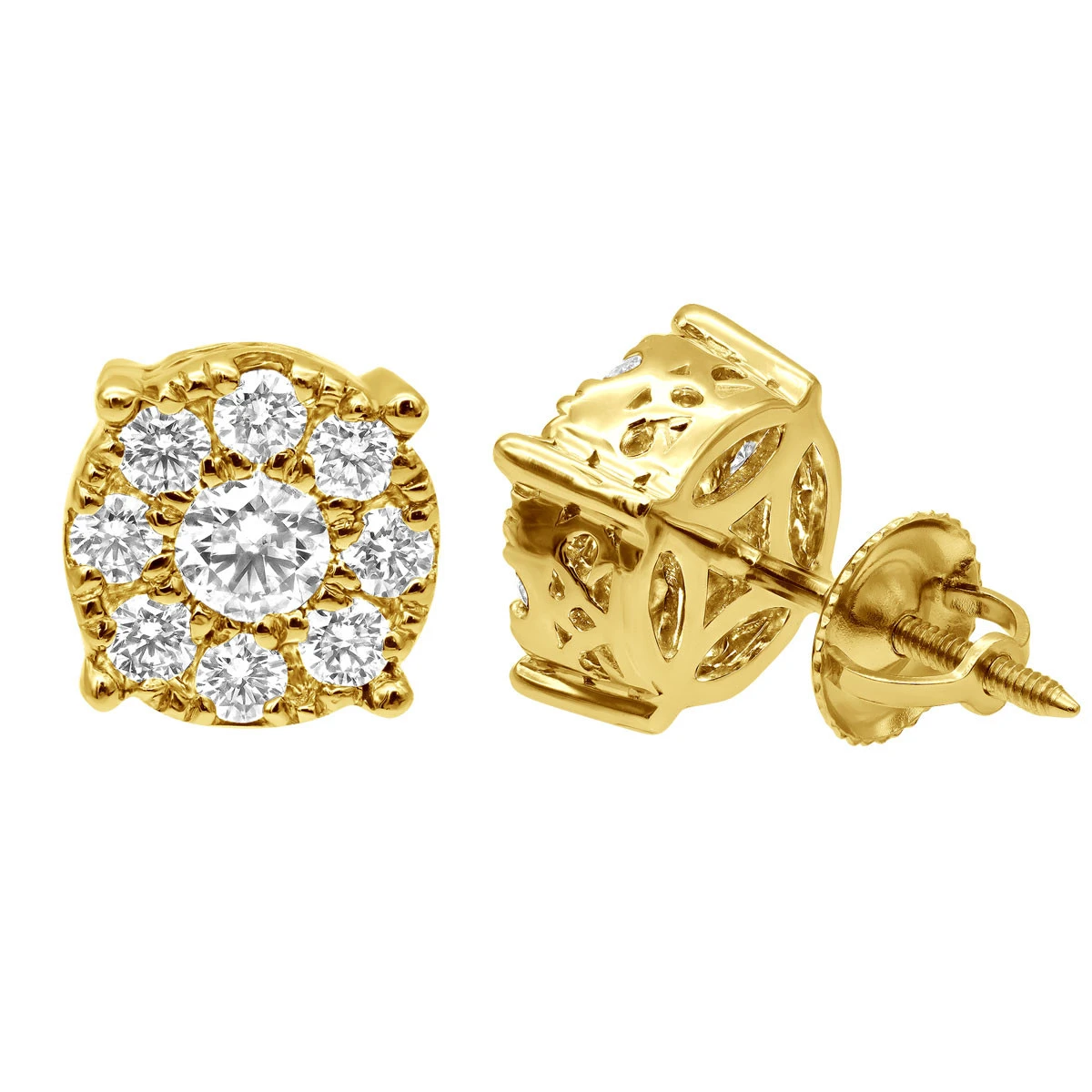 Round Diamond Cluster Stud Earrings 1.61ct 14K Rose Gold 5 Round Diamond Cluster Stud Earrings 1.61ct 14K Rose Gold - Image 3