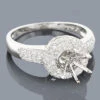 Halo Round Diamond Engagement Ring Setting 0.49ct 14K White Gold