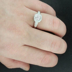 Halo Round Diamond Engagement Ring Setting 0.49ct 14K White Gold -H'Hen Sale Store round diamond engagement ring setting 049ct 14k gold p 47542bod