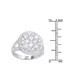 14K White Gold Ladies Round Diamond Cluster Engagement Ring 2.2ct -H'Hen Sale Store round diamond engagement rings 14k gold ladies diamond cluster ring 19ct rulerwh
