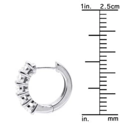 1/2 Inch Classic Huggie Hoop Earrings 14K White Gold With Round Diamonds 1 Carat -H'Hen Sale Store round diamond huggie earrings hoops 075ct 14k gold ruler white 20210223 1 1 1 20220529