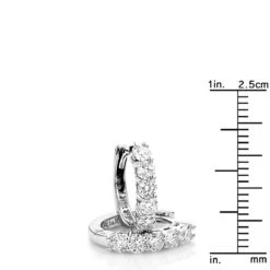 Round Diamond Huggie Earrings Hoops 0.75ct 14K White Gold -H'Hen Sale Store round diamond huggie earrings hoops 075ct 14k gold rulerwh 20210223