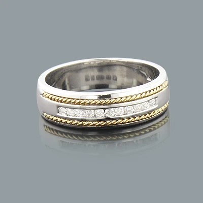 Round Diamond Men's Wedding Band 0.40ct 14K White Gold 3 Round Diamond Men's Wedding Band 0.40ct 14K White Gold