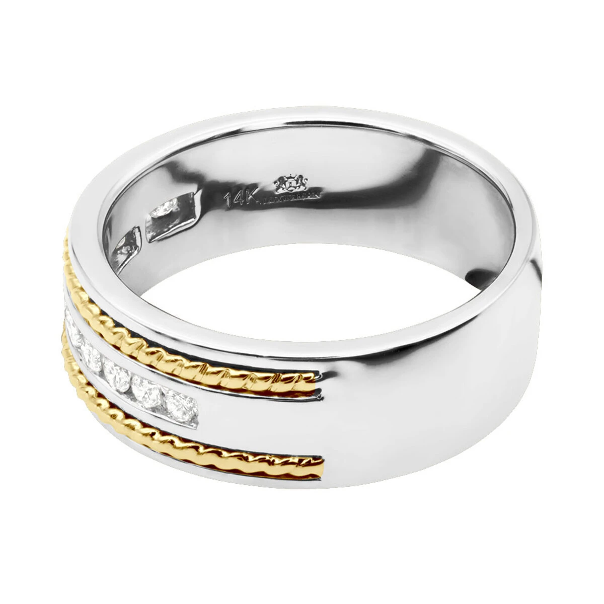 Round Diamond Men's Wedding Band 0.40ct 14K White Gold 11 Round Diamond Men's Wedding Band 0.40ct 14K White Gold - Image 9