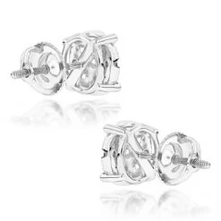 Round Diamond Stud Earrings 1.20ct 14K White Gold -H'Hen Sale Store round diamond stud earrings 140ct 14k gold backwh