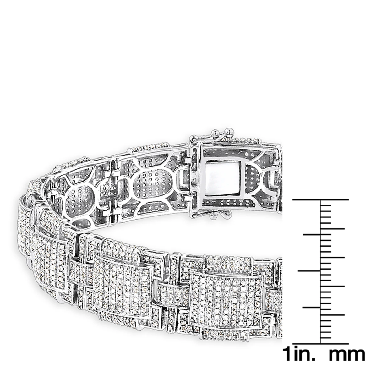 Round Pave Diamond Bracelet For Men 6.28ct 10K White Gold 8 Round Pave Diamond Bracelet For Men 6.28ct 10K White Gold - Image 6