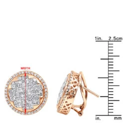 Round Princess Cut Diamond Stud Earrings 2.82ct 14K White Gold -H'Hen Sale Store round princess cut diamond stud earrings 282ct 14k p 46005 rulerro