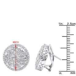 Round Princess Cut Diamond Stud Earrings 2.82ct 14K White Gold -H'Hen Sale Store round princess cut diamond stud earrings 282ct 14k p 46005 rulerwh