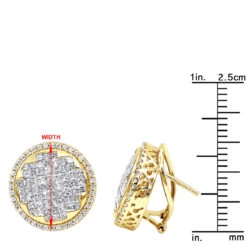 Round Princess Cut Diamond Stud Earrings 2.82ct 14K White Gold -H'Hen Sale Store round princess cut diamond stud earrings 282ct 14k p 46005 rulerye