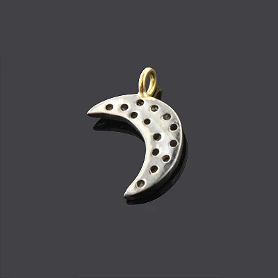 Silver Champagne Diamond Moon Pendant 0.18ct 4 Silver Champagne Diamond Moon Pendant 0.18ct - Image 2