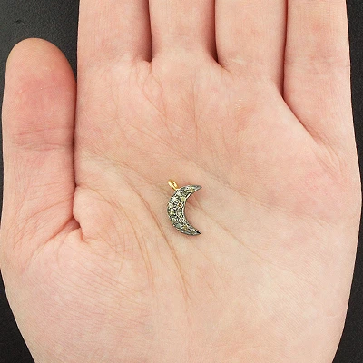 Silver Champagne Diamond Moon Pendant 0.18ct 6 Silver Champagne Diamond Moon Pendant 0.18ct - Image 4