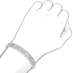 Affordable Silver Men's Diamond Bracelet 3.58 Ct -H'Hen Sale Store silver jewelry affordable mens diamond bracelet 358 ct bodwh