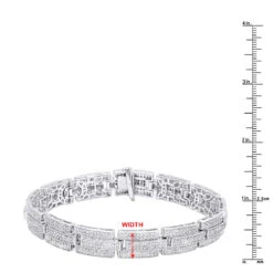 Affordable Silver Men's Diamond Bracelet 3.58 Ct -H'Hen Sale Store silver jewelry affordable mens diamond bracelet 358 ct rulerwh