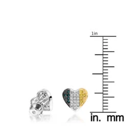 Silver White Blue Yellow Diamond Heart Earrings .35ct -H'Hen Sale Store silver white blue yellow diamond heart earrings 35ct p 38814 ruler