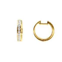 Single Diamond Hoop Earring For Men 14K White Gold Huggie Earring 1/4ct -H'Hen Sale Store single diamond hoop earring for men 14k gold huggie earring 1 4ct yellow 20191215 1