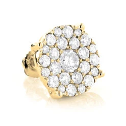 Single Oversized Cluster Men's 18K Rose Gold Round Diamond Stud Earring 2ct -H'Hen Sale Store single oversized cluster mens 18k gold round diamond stud earring 2ct 7