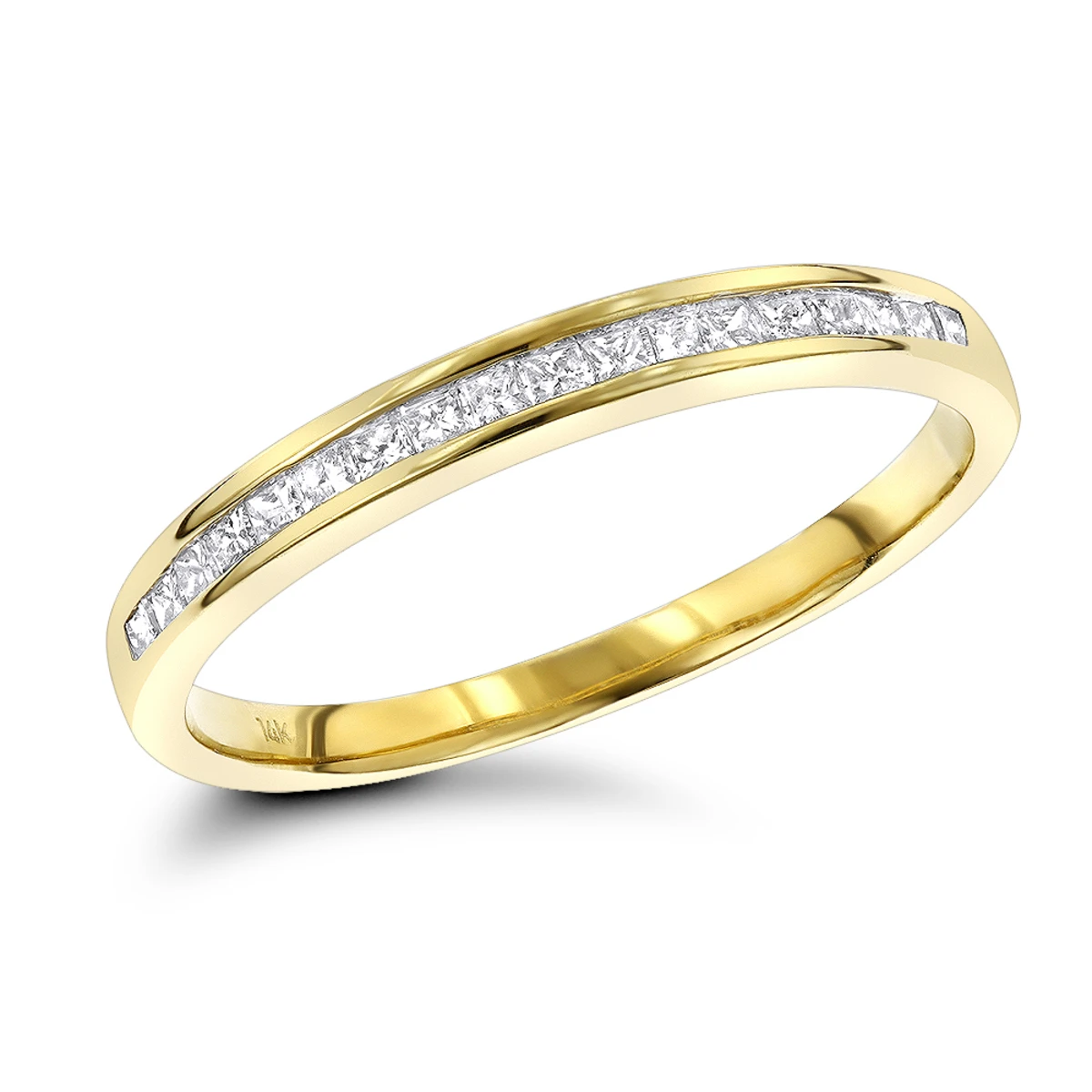 Ultra Thin Slim Princess Cut Diamond Wedding Band 0.33ct 14K Yellow Gold 3 Ultra Thin Slim Princess Cut Diamond Wedding Band 0.33ct 14K Yellow Gold