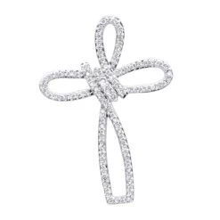 Small 14K Yellow Gold Diamond Cross Pendant For Women Fancy Bow Design 0.36ct 12 Small 14K Yellow Gold Diamond Cross Pendant For Women Fancy Bow Design 0.36ct -H'Hen Sale Store small 14k gold diamond cross pendant for women fancy bow design 036ct mainye 20201017