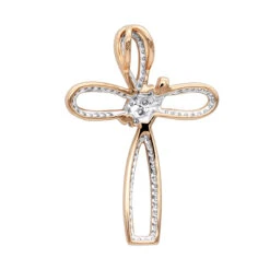 Small 14K Yellow Gold Diamond Cross Pendant For Women Fancy Bow Design 0.36ct 14 Small 14K Yellow Gold Diamond Cross Pendant For Women Fancy Bow Design 0.36ct -H'Hen Sale Store small 14k gold diamond cross pendant for women fancy bow design 036ct ro 1