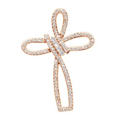 Small 14K Yellow Gold Diamond Cross Pendant For Women Fancy Bow Design 0.36ct 13 Small 14K Yellow Gold Diamond Cross Pendant For Women Fancy Bow Design 0.36ct -H'Hen Sale Store small 14k gold diamond cross pendant for women fancy bow design 036ct ro