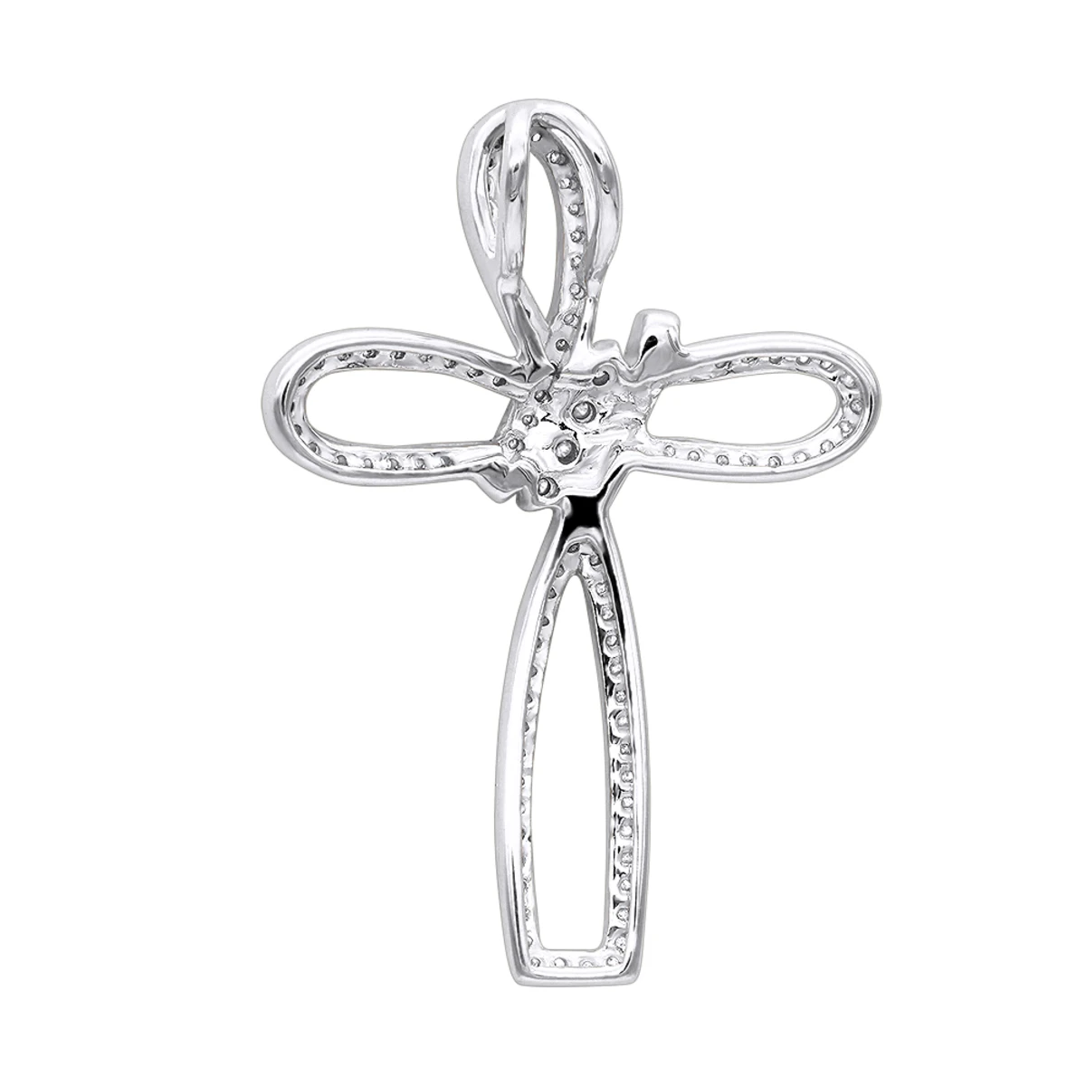 Small 14K Yellow Gold Diamond Cross Pendant For Women Fancy Bow Design 0.36ct 4 Small 14K Yellow Gold Diamond Cross Pendant For Women Fancy Bow Design 0.36ct - Image 2