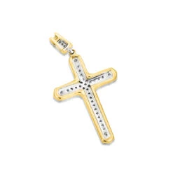 Small 14K Yellow Gold Diamond Cross Pendant Necklace 0.40ct -H'Hen Sale Store small 14k gold diamond cross pendant necklace 040ct p 22329 backye