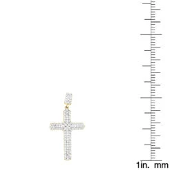 Small 14K Yellow Gold Diamond Cross Pendant Necklace 0.40ct -H'Hen Sale Store small 14k gold diamond cross pendant necklace 040ct p 22329 rulerye