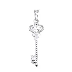 Small 14K White Gold Diamond Key Pendant 0.20ct -H'Hen Sale Store small 14k gold diamond key pendant 020ct p 7096 backwh