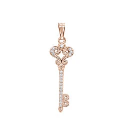 Small 14K White Gold Diamond Key Pendant 0.20ct -H'Hen Sale Store small 14k gold diamond key pendant 020ct p 7096 ro