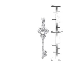 Small 14K White Gold Diamond Key Pendant 0.20ct -H'Hen Sale Store small 14k gold diamond key pendant 020ct p 7096 rulerwh