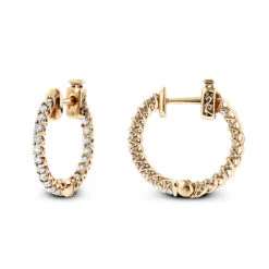 Small 14K Yellow Gold Inside Out Diamond Hoop Earrings 0.9ct 10 Small 14K Yellow Gold Inside Out Diamond Hoop Earrings 0.9ct -H'Hen Sale Store small 14k gold inside out diamond hoop earrings 110ct p 6259 ro