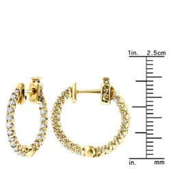 Small 14K Yellow Gold Inside Out Diamond Hoop Earrings 0.9ct 13 Small 14K Yellow Gold Inside Out Diamond Hoop Earrings 0.9ct -H'Hen Sale Store small 14k gold inside out diamond hoop earrings 110ct p 6259 rulerye