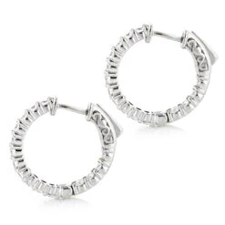 Small 14K White Gold Inside Out Diamond Hoop Earrings 1.79ct -H'Hen Sale Store small 14k gold inside out diamond hoop earrings 179ct p 6421 backwh