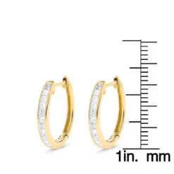 Small 14K Yellow Gold Princess Cut Diamond Hoop Earrings 0.6ct Luxurman Huggies 13 Small 14K Yellow Gold Princess Cut Diamond Hoop Earrings 0.6ct Luxurman Huggies -H'Hen Sale Store small 14k gold princess cut diamond hoop earrings 06ct luxurman huggies ruler
