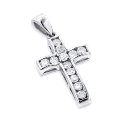 Small 14K Rose Gold Round Diamond Cross Pendant 0.55ct