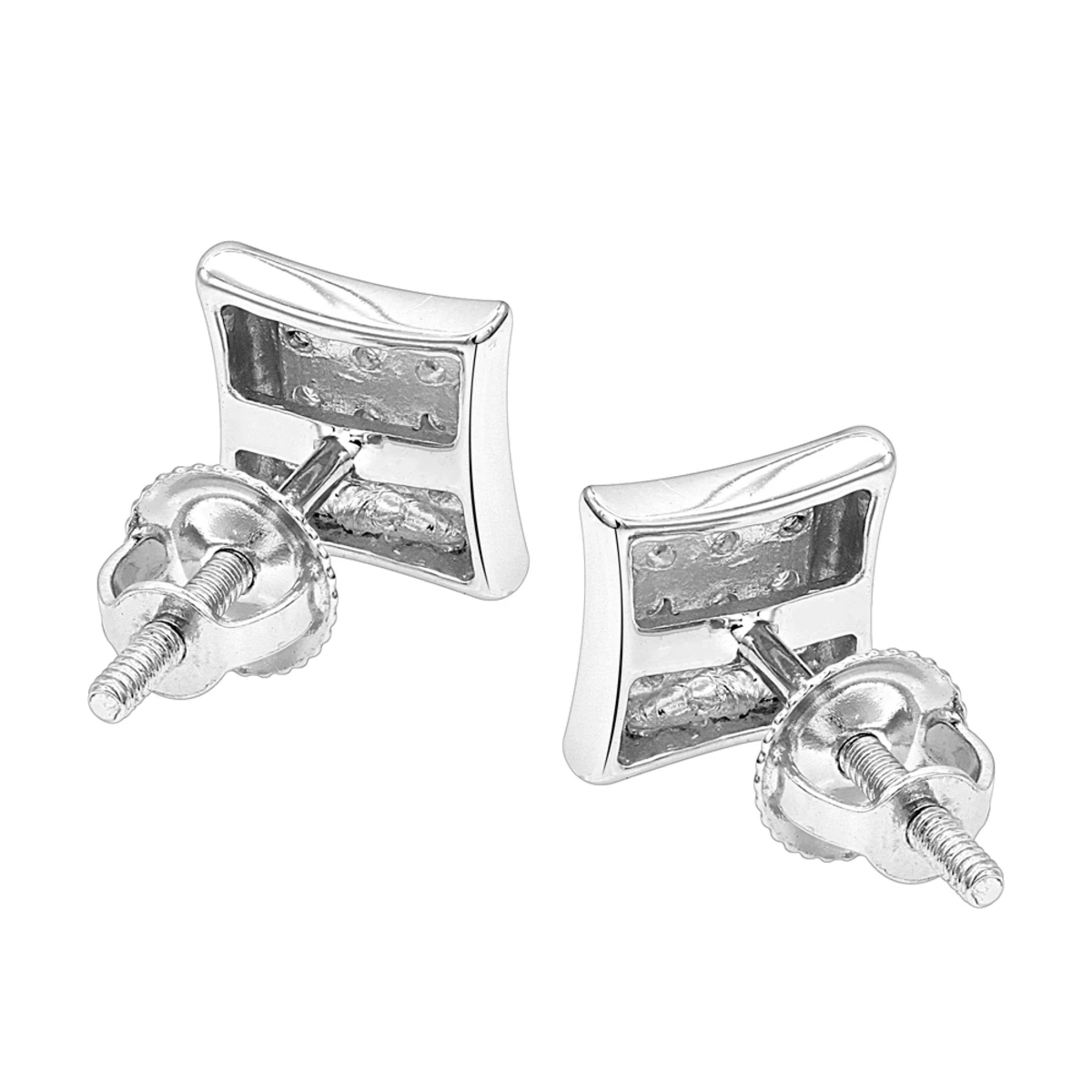 Small Real Diamond Kite Earrings For Men And Women 0.07ct 10K White Gold Studs 6 Small Real Diamond Kite Earrings For Men And Women 0.07ct 10K White Gold Studs - Image 4