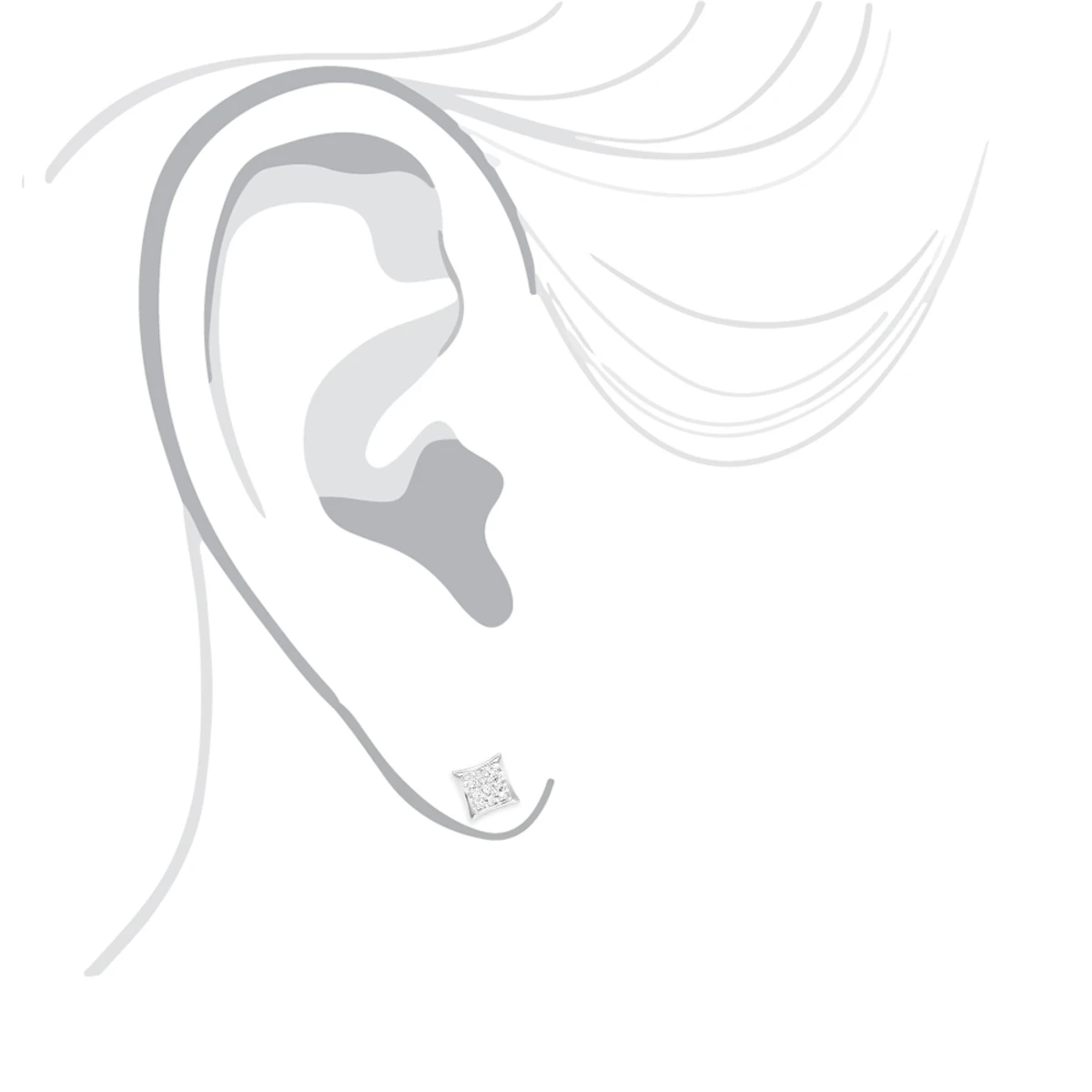 Small Real Diamond Kite Earrings For Men And Women 0.07ct 10K White Gold Studs 8 Small Real Diamond Kite Earrings For Men And Women 0.07ct 10K White Gold Studs - Image 6