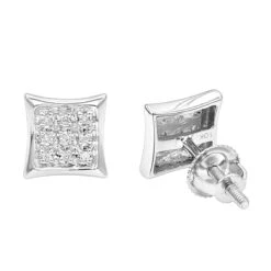 Small Real Diamond Kite Earrings For Men And Women 0.07ct 10K White Gold Studs