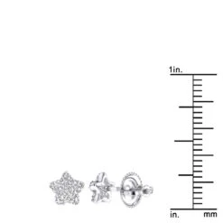 Small Diamond Star Earrings Studs 0.11ct 14K White Gold -H'Hen Sale Store small diamond star earrings studs 014ct 14k p 42964 rulerwh