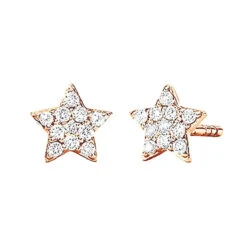 Small Diamond Star Earrings Studs 14K Yellow Gold 0.1ct -H'Hen Sale Store small diamond star earrings studs 14k gold 01ct 000889 rose 20220217