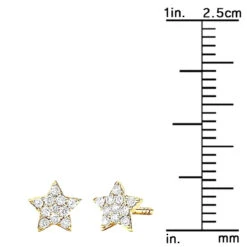 Small Diamond Star Earrings Studs 14K Yellow Gold 0.1ct -H'Hen Sale Store small diamond star earrings studs 14k gold 01ct 000889 ruler yellow