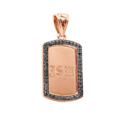 Small Engravable Dog Tag Pendant 14K White Gold W Black Diamonds 0.25ct -H'Hen Sale Store small engravalbe dog tag pendant solid 14k gold w black diamonds 025ct 000957 rose