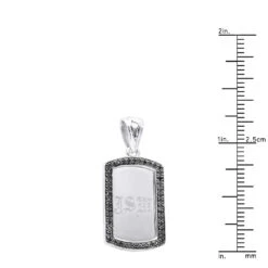 Small Engravable Dog Tag Pendant 14K White Gold W Black Diamonds 0.25ct -H'Hen Sale Store small engravalbe dog tag pendant solid 14k gold w black diamonds 025ct 000957 ruler white