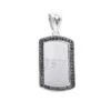 Small Engravable Dog Tag Pendant 14K White Gold W Black Diamonds 0.25ct