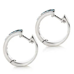 Small Hoop Blue Diamond Earrings 0.55ct 14K White Gold Huggies 11 Small Hoop Blue Diamond Earrings 0.55ct 14K White Gold Huggies -H'Hen Sale Store small hoop blue diamond earrings 055ct 14k gold huggies backwh