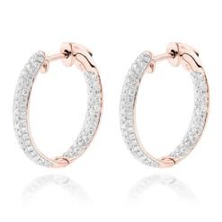 Small Inside Out Diamond Hoop Earrings 1.16ct 14K White Gold 10 Small Inside Out Diamond Hoop Earrings 1.16ct 14K White Gold -H'Hen Sale Store small hoop diamond earrings 116ct 14k ro