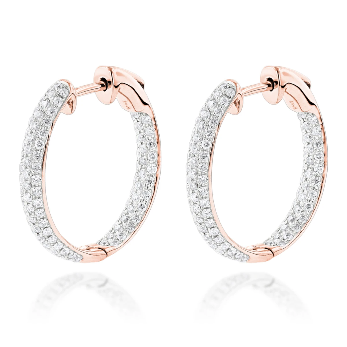 Small Inside Out Diamond Hoop Earrings 1.16ct 14K White Gold 5 Small Inside Out Diamond Hoop Earrings 1.16ct 14K White Gold - Image 3