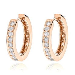 Small 14K Yellow Gold Inside Out Diamond Huggie Earrings 1.2ct -H'Hen Sale Store small hoop earrings 14k gold inside out diamond huggie earrings 12ct ro